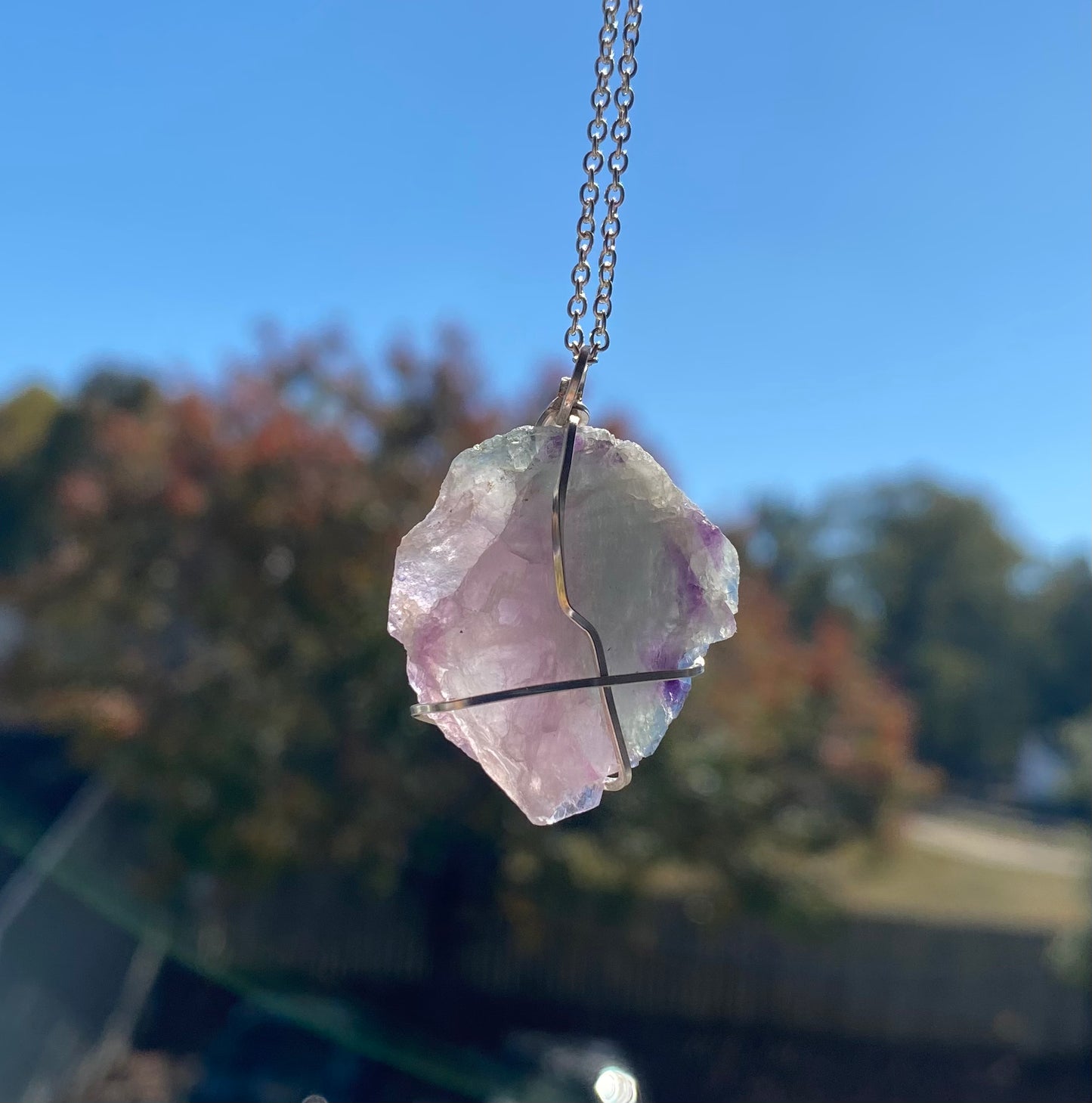 Raw Fluorite Crystal Necklace