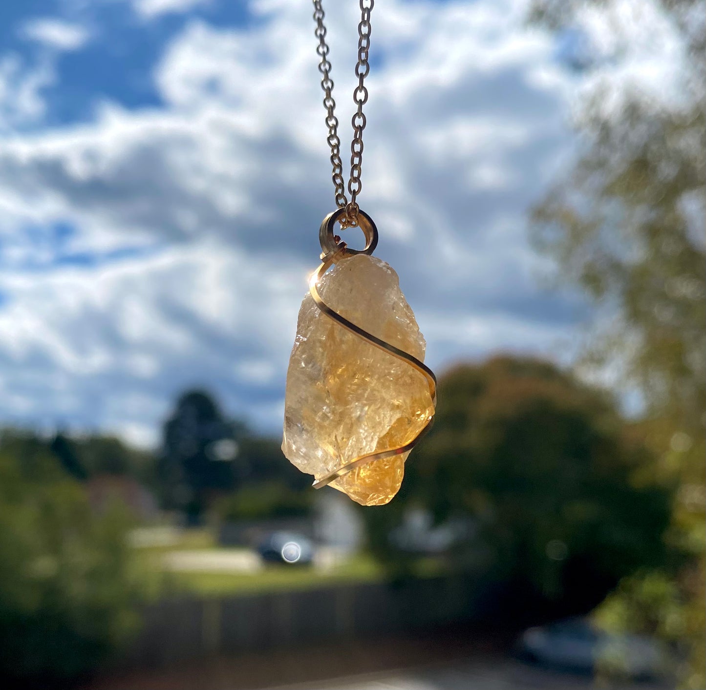 Raw Citrine Crystal Necklace