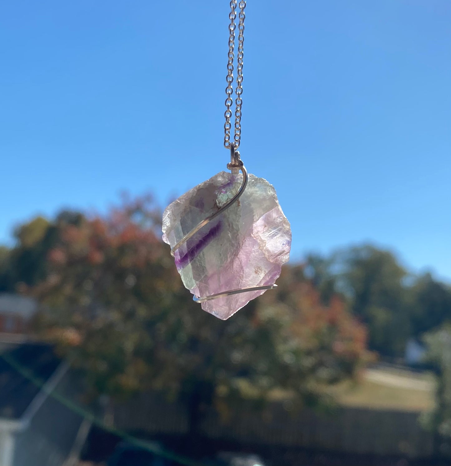 Raw Fluorite Crystal Necklace