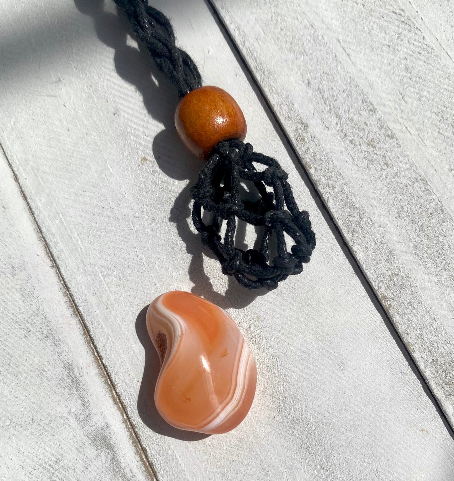 Adjustable Banded Carnelian Crystal Necklace