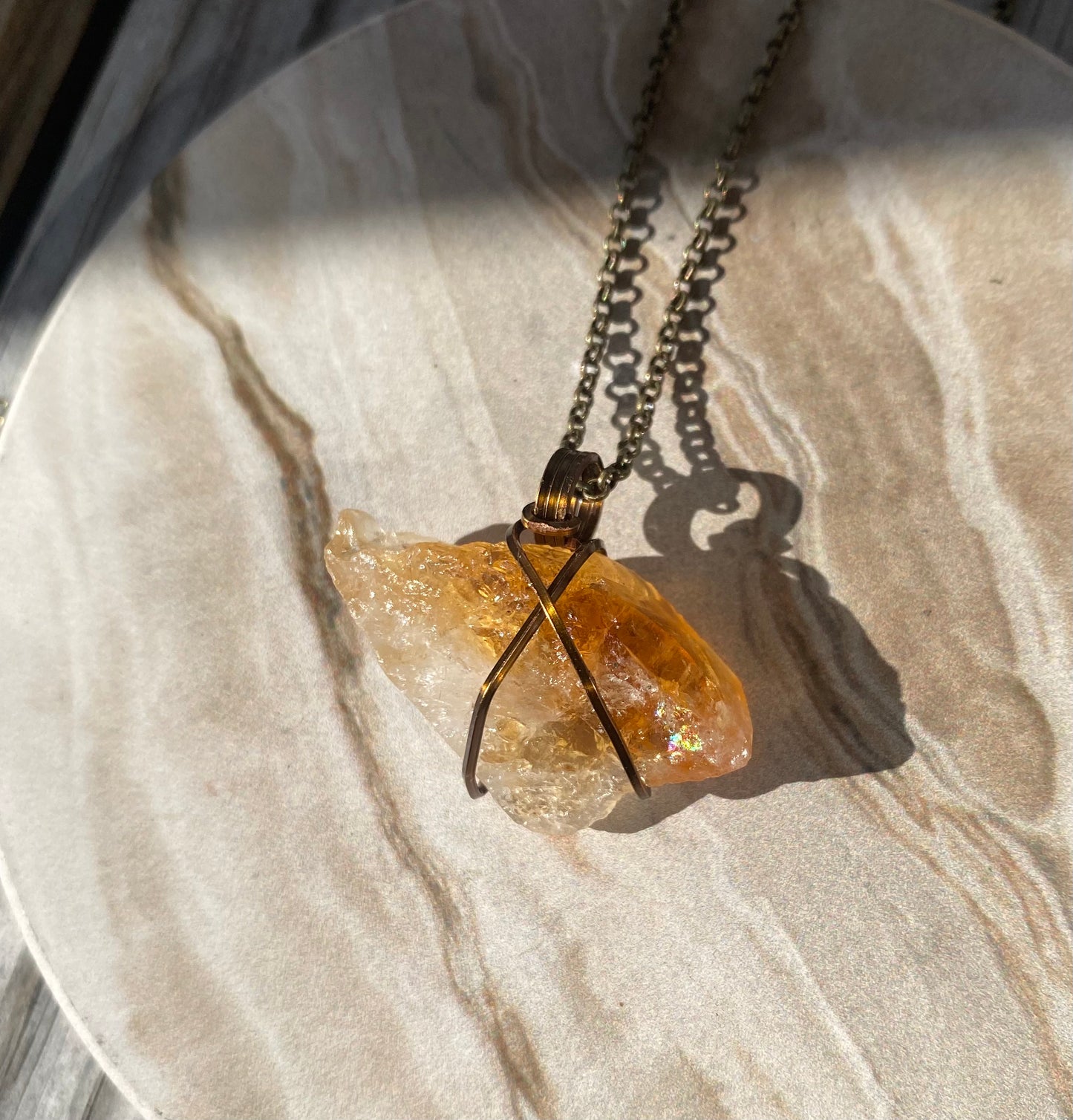 Raw Citrine Crystal Necklace