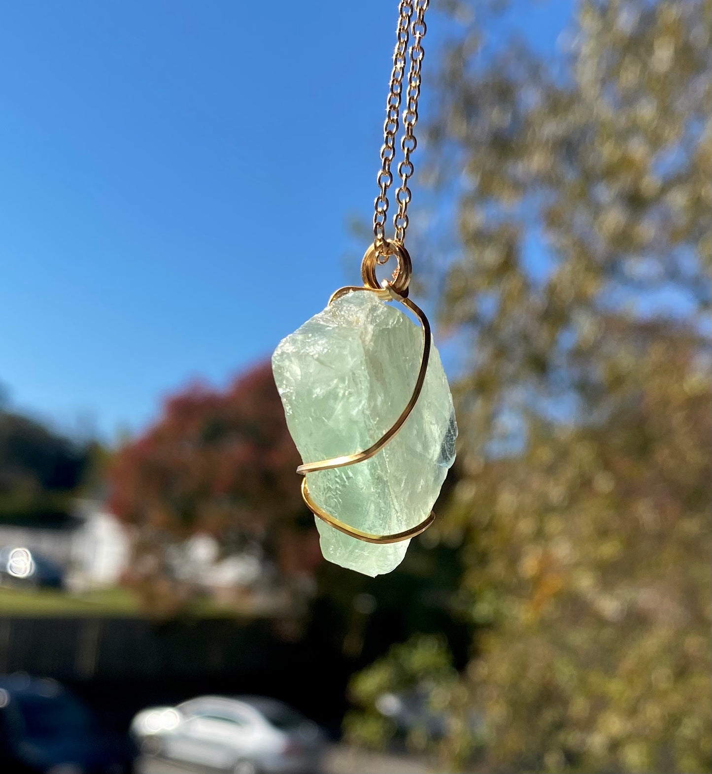 Raw Fluorite Crystal Necklace