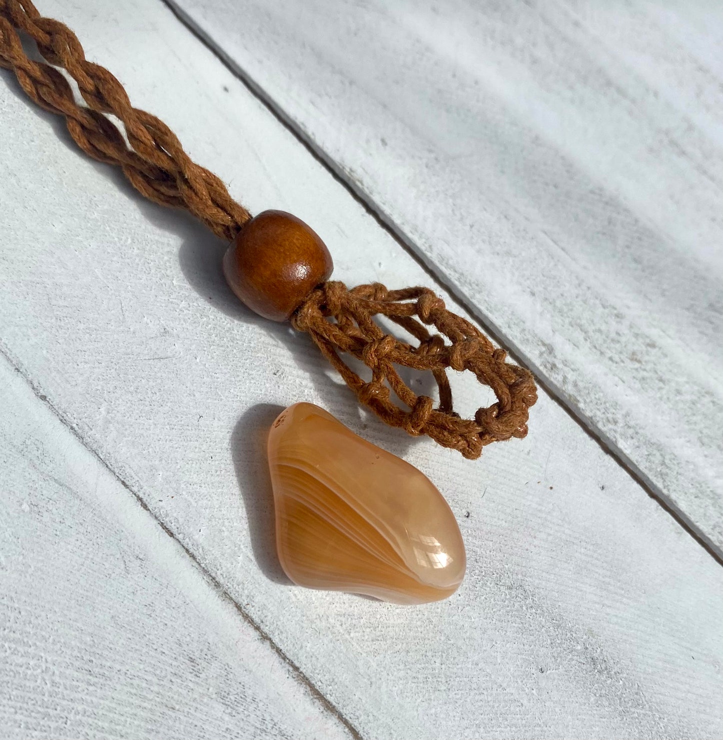 Adjustable Banded Carnelian Crystal Necklace