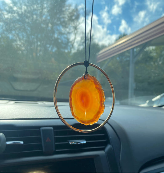 Geode Slab Crystal Rear View Mirror Hanger