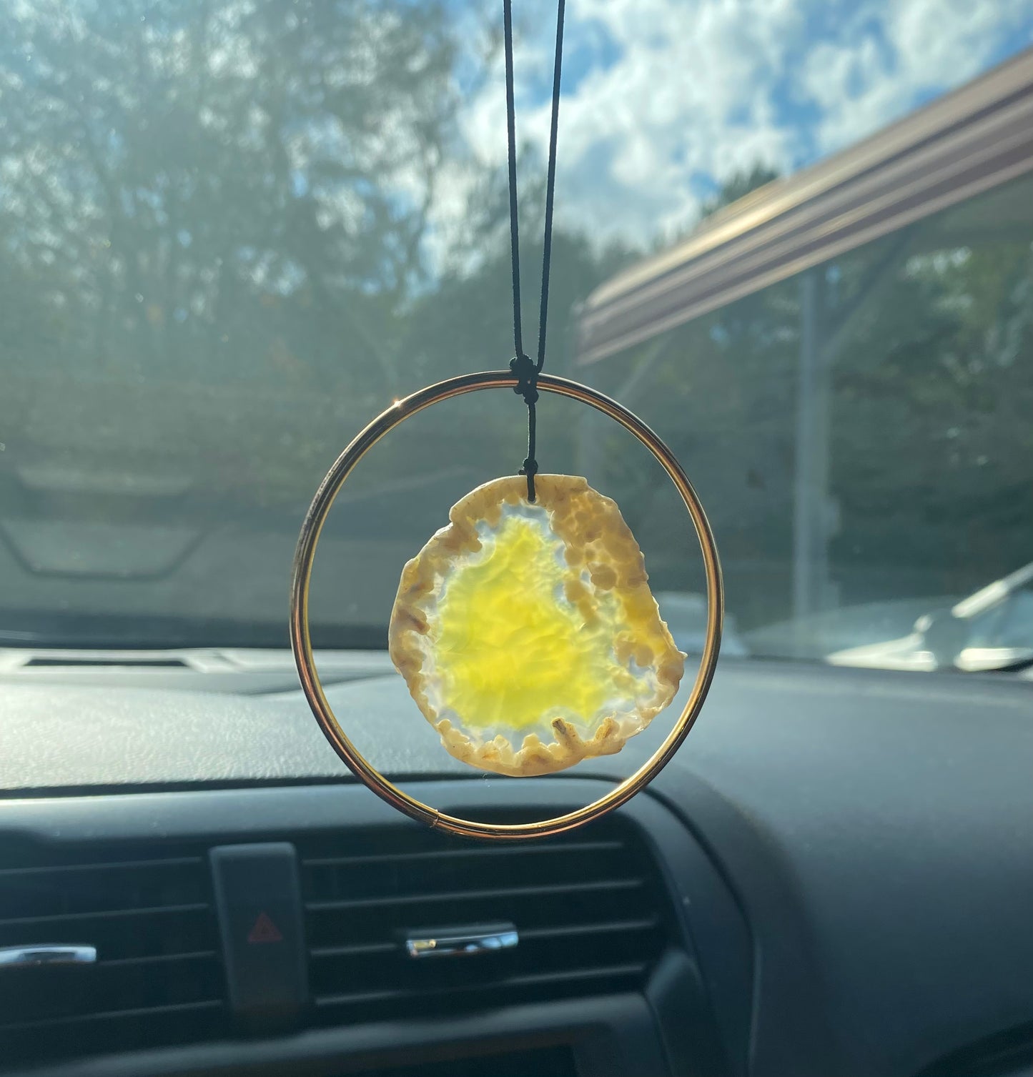 Geode Slab Crystal Rear View Mirror Hanger