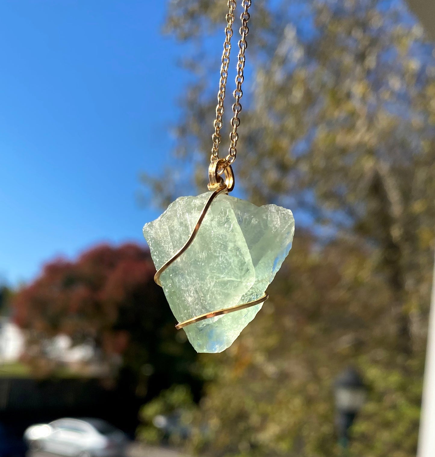 Raw Fluorite Crystal Necklace