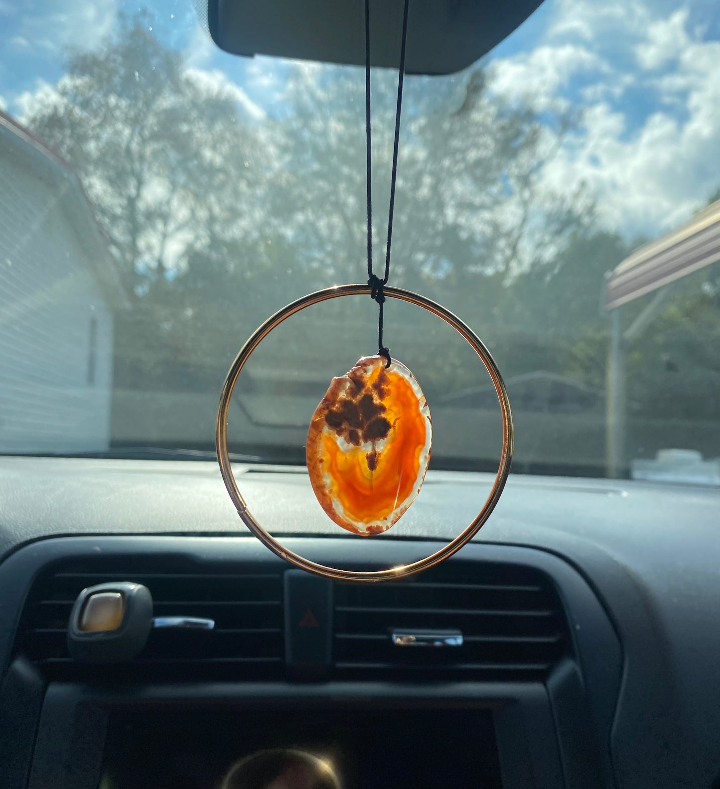 Geode Slab Crystal Rear View Mirror Hanger