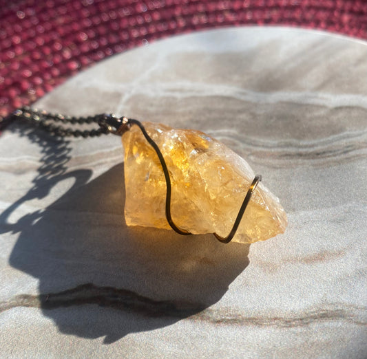 Raw Citrine Crystal Necklace