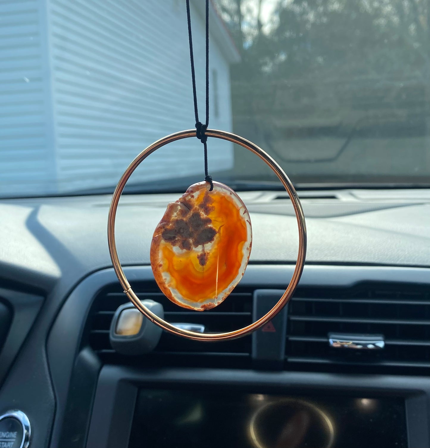 Geode Slab Crystal Rear View Mirror Hanger