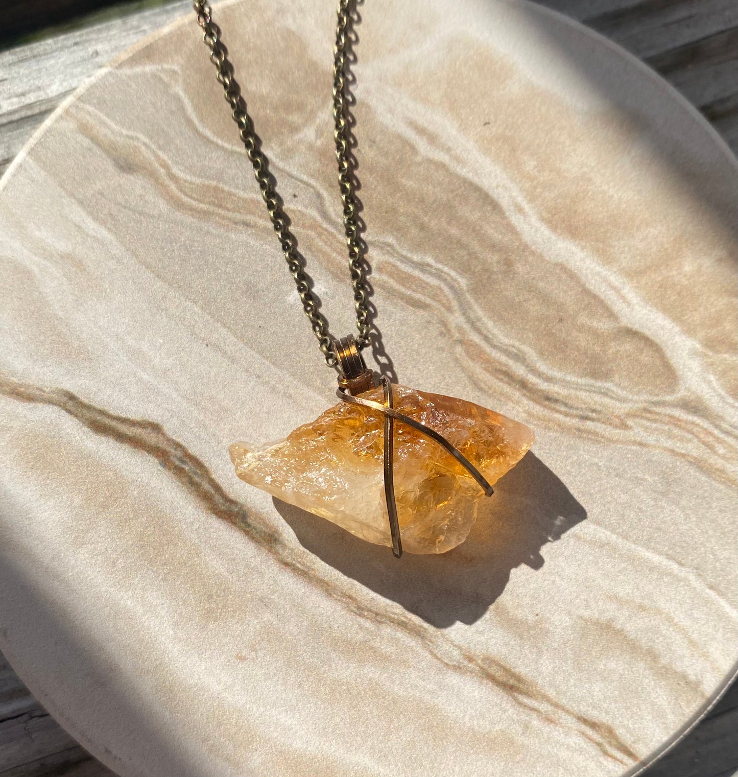 Raw Citrine Crystal Necklace