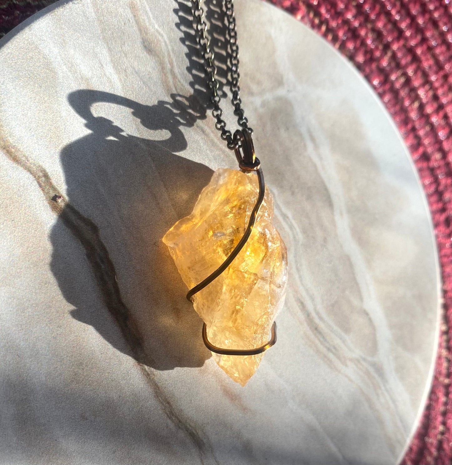 Raw Citrine Crystal Necklace