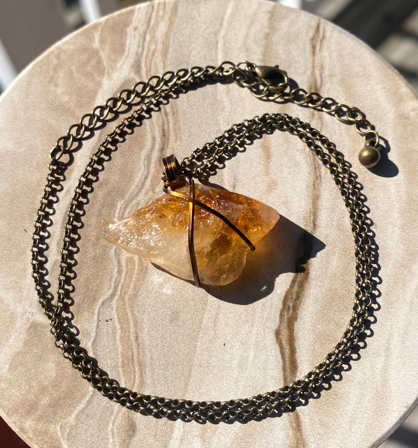 Raw Citrine Crystal Necklace